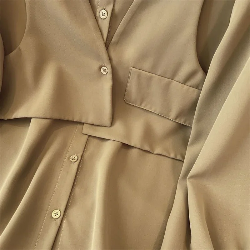 Camicie finte in due pezzi da donna L-4XL impiombate semplici tutto-fiammifero creatività elegante design primaverile puro Ulzzang sciolto da ufficio da donna