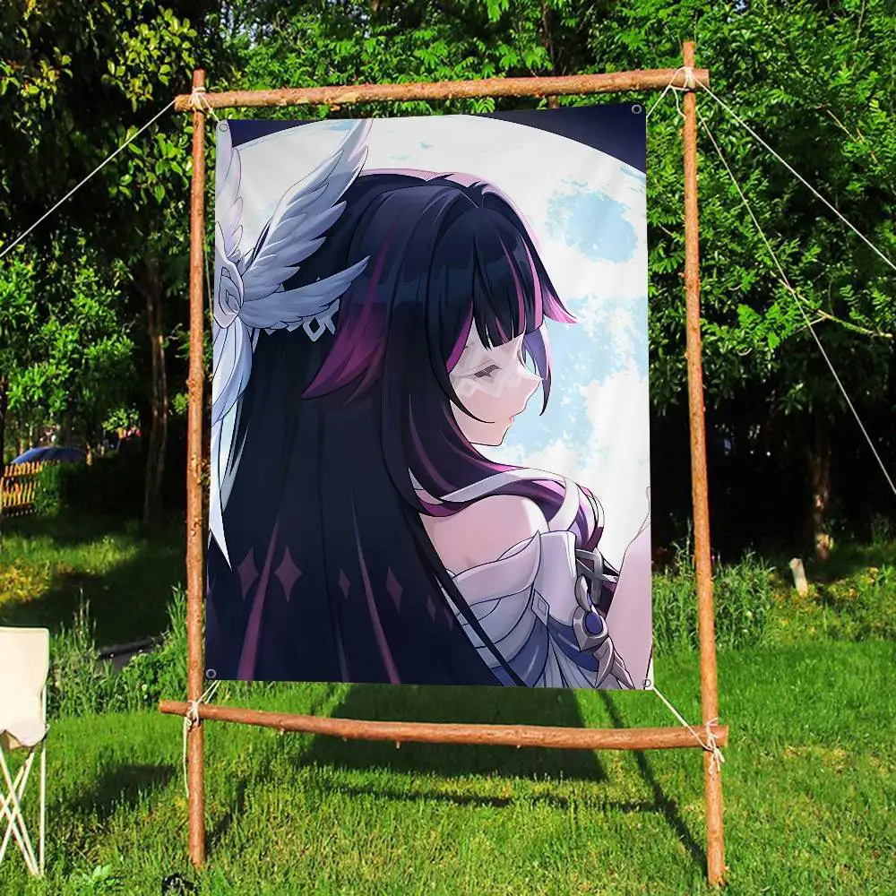 Genshin Impact Columbina Banner Art Printing Japanese Wall Flag Anime Wall Hanging Home Decor