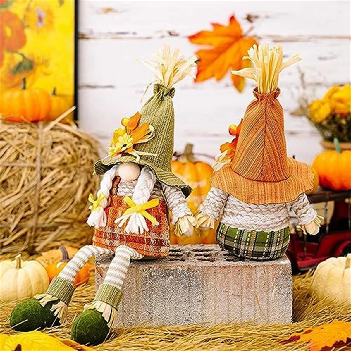 Fall Decor Gnomes Plush Fall Decorations for Home 2PCS Halloween Decorations for Farmhouse Autumn Pumpkin Decor