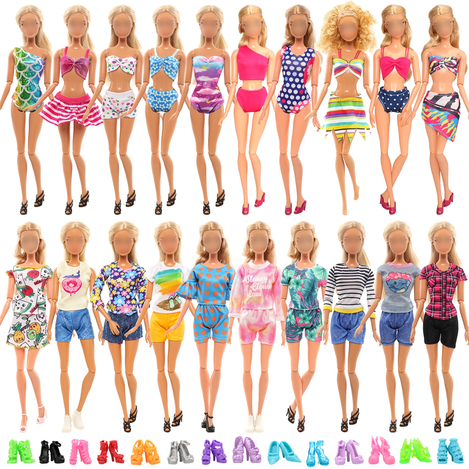 

Barwa Handmade Random Style 20 Pieces Doll Clothes= 5 Swimsuits+5 Tops Pants+10 shoes 11.5inch Doll Kids Toys Birthday Gifts