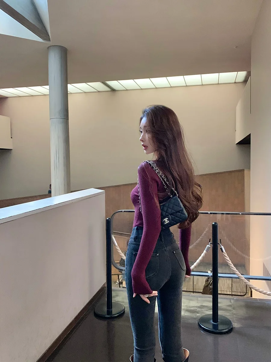 

High Waist Fce Lined Slim Fit Women's Jeans ACHI Pencil Pants Casual Cotton Stretch Denim Butt Lifting High Elastici Lon...