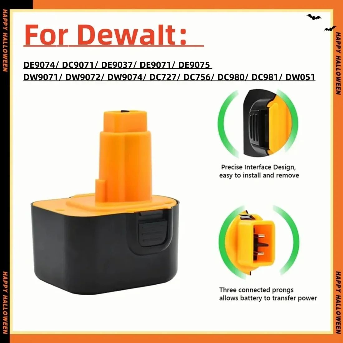 For Dewalt Tool Battery NI-NH 12V, 12800mAh DE9074 DC9071 DE9037 DE907 DE9075 DW9071 DW9072 DW9074 DC727 DC756 DC980 DC981