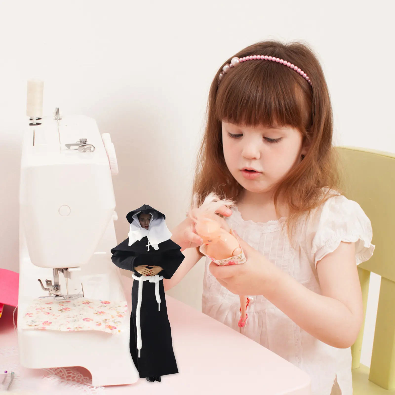 

Cute Nun Outfit For Mini- Church Scene Prop Realistic Role Play Stuffed Animal Clothing Set Black Nun Costume Clothes