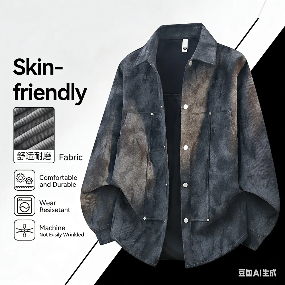 

Новая мужская рубашка с длинным рукавом и воротником — в стиле ретро Гонконга, универсальная и подходящая для любого случая, мода весны 2026 года.