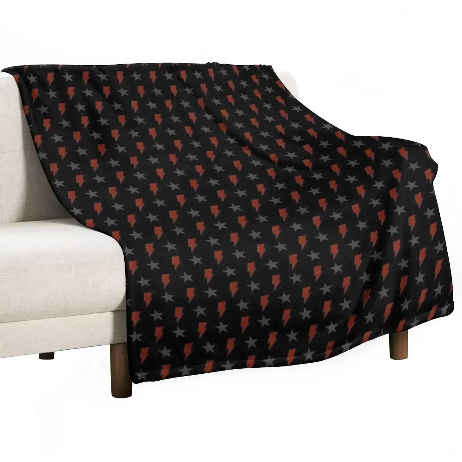 Red Bolt and Blackstar on Black Bowie Pattern Throw Blanket Sofa Picnic Travel Giant Sofa Sofas Baby Blankets