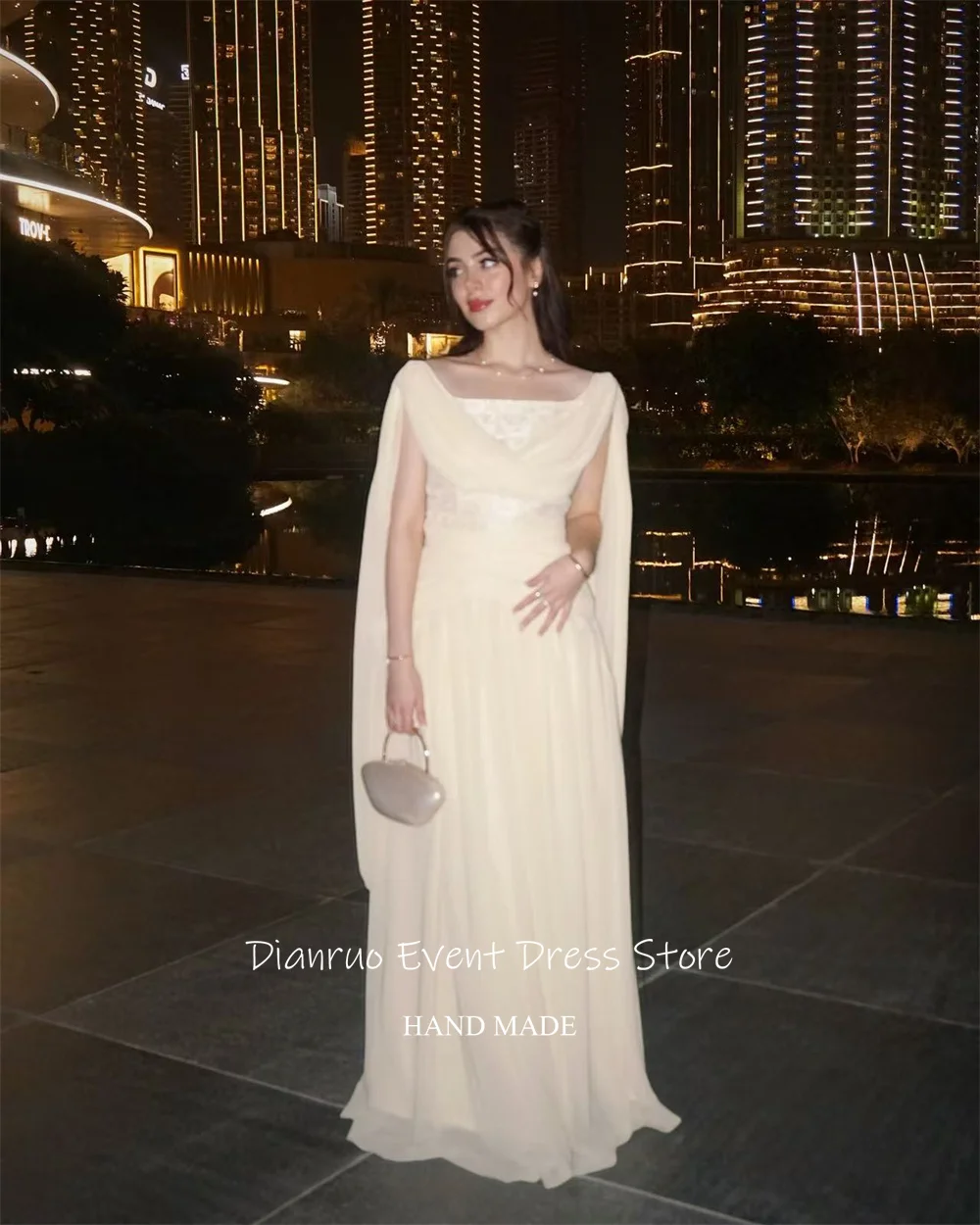 Dianruo สวยชีฟองสายชุดราตรีชายหาดจีบอย่างเป็นทางการ 2025 ผู้หญิงริบบิ้นลูกไม้ Robes De Soirée ที่กําหนดเอง