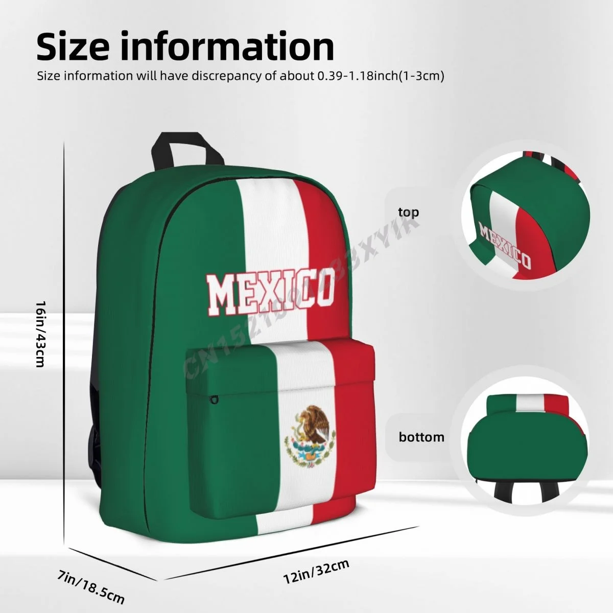 Unissex mochila méxico bandeira ponto mexicano schoolbag saco do mensageiro caso portátil bolsa de viagem presente