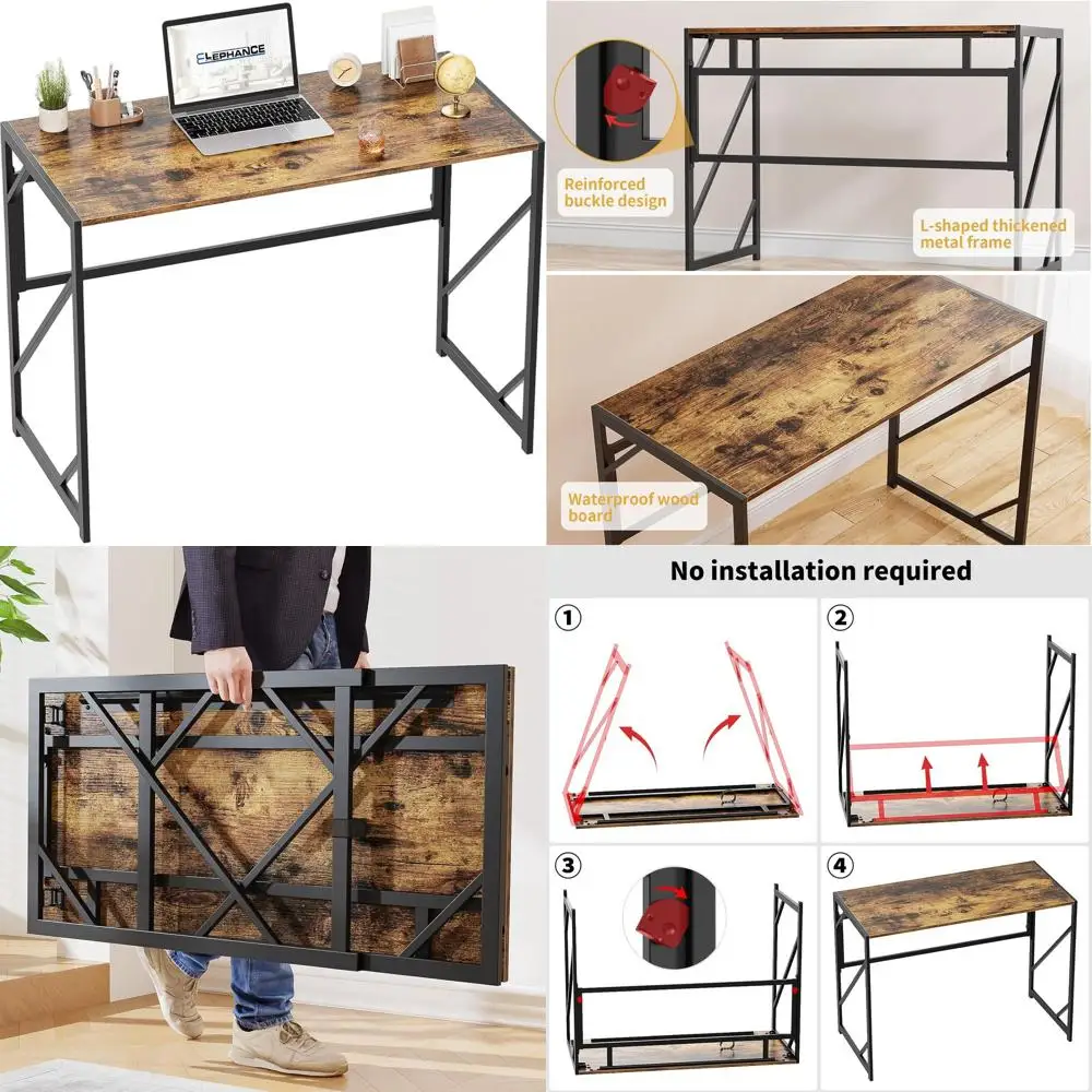 

Space-Saving Adjustable Desk for Home Office, Easy Assembly, Ideal for Small Spaces and Studying