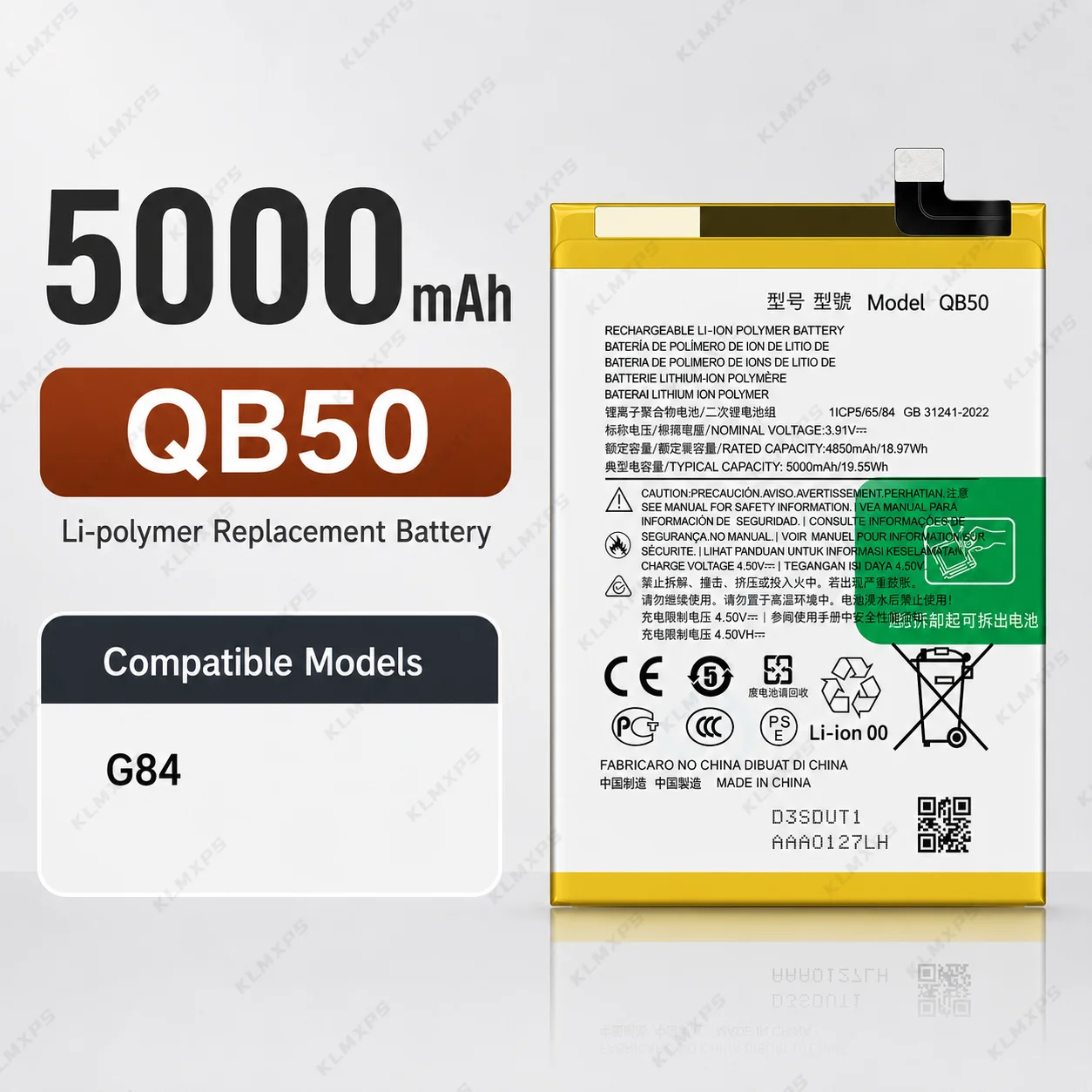 Replacement Battery for Motorola Moto G84 G E4 E5 Plus E22i E7 E6 Play One Action Hyper G Pure QB50 NH40 LC40KS40 KR40 MK50 NT40
