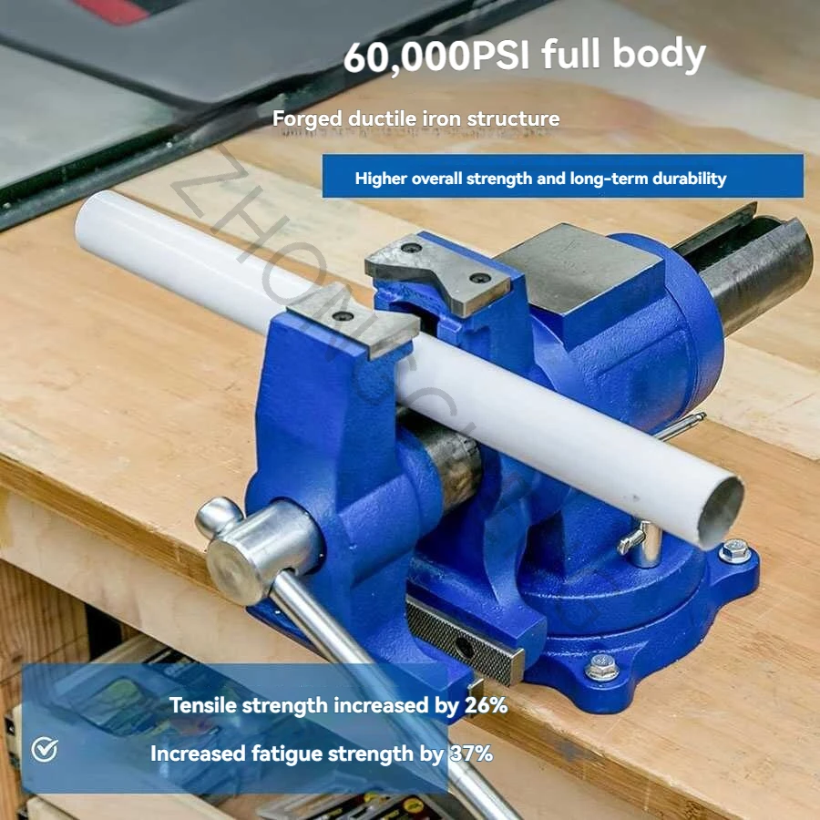Industrial-grade double-jaw bench vise, workbench vise, clamping tool, 360-degree rotating workbench vise