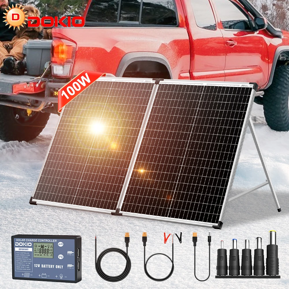 Pannello solare pieghevole Dokio 18V 100W/150W/200W con controller 12V |   Consegna veloce in magazzino locale