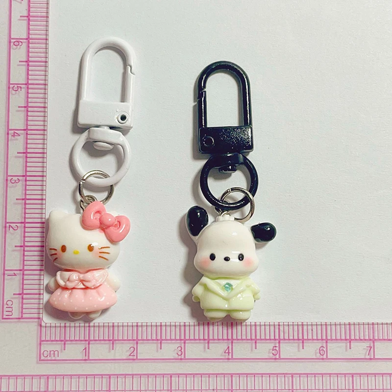 LLavero de Hello Kitty de Anime Sanrio, falda de traje, colgante de bolsa de melodía Kuromi, perro de canela de dibujos animados, regalos lindos, accesorios para llaves