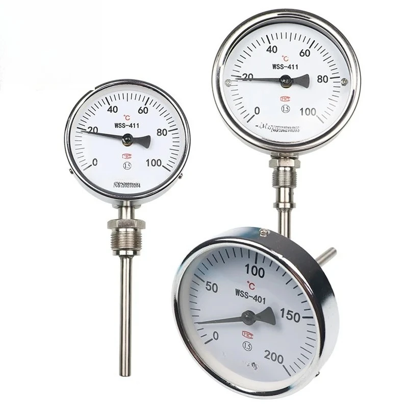 Bimetallic Thermometer Stainless Steel Shock-Resistant Anti-Corrosion Boiler High Temperature Pointer Thermometer