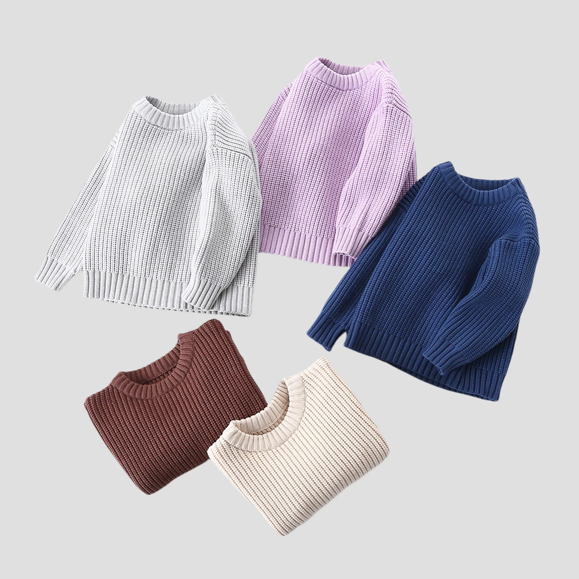 

Baby Knit Sweater Loose Fit Crew Neck Toddler Pullover Soft Skin-Friendly Infant Autumn Winter Warm Children's Clothing