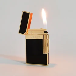 High-end Dunant Brass Lighter Black Lacquer Butane Gas Tobacco Cigar Cigarette Smoking Gadgets Gentleman Male Fathers' Day Gifts