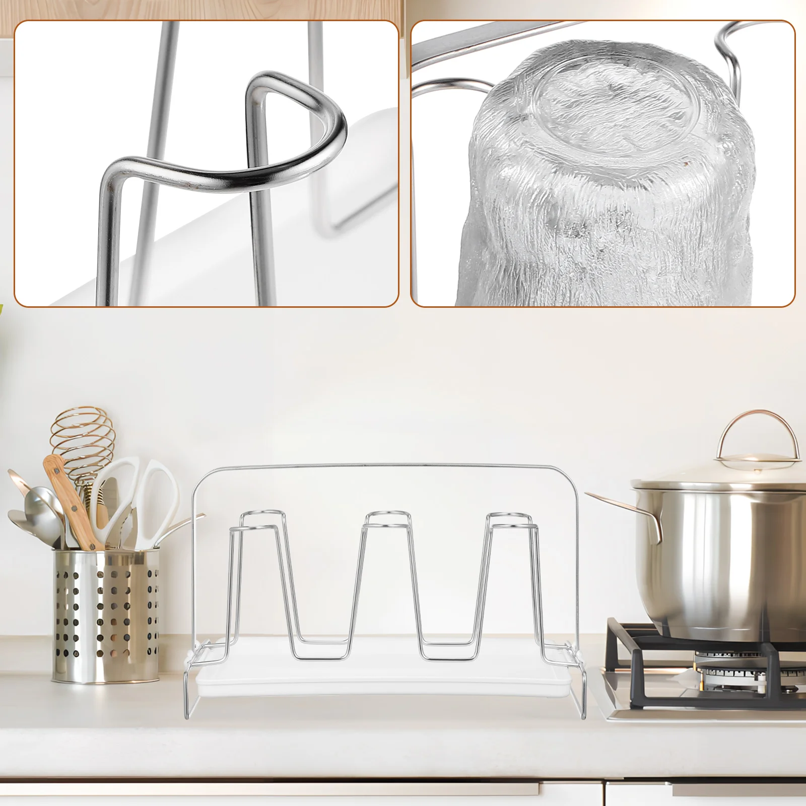 

Cup Holder Rack for Counter Coffee Mug Stand Bar Organizer Stainless Steel Drying Drainer