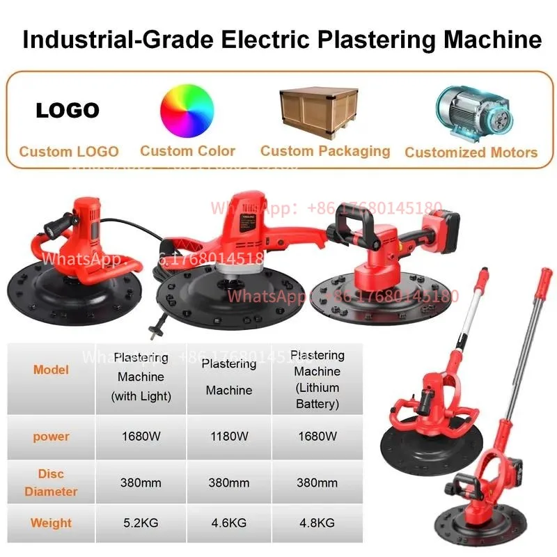 Electric plaster for road wall plastering and concrete polishing with 4 polishing attachments