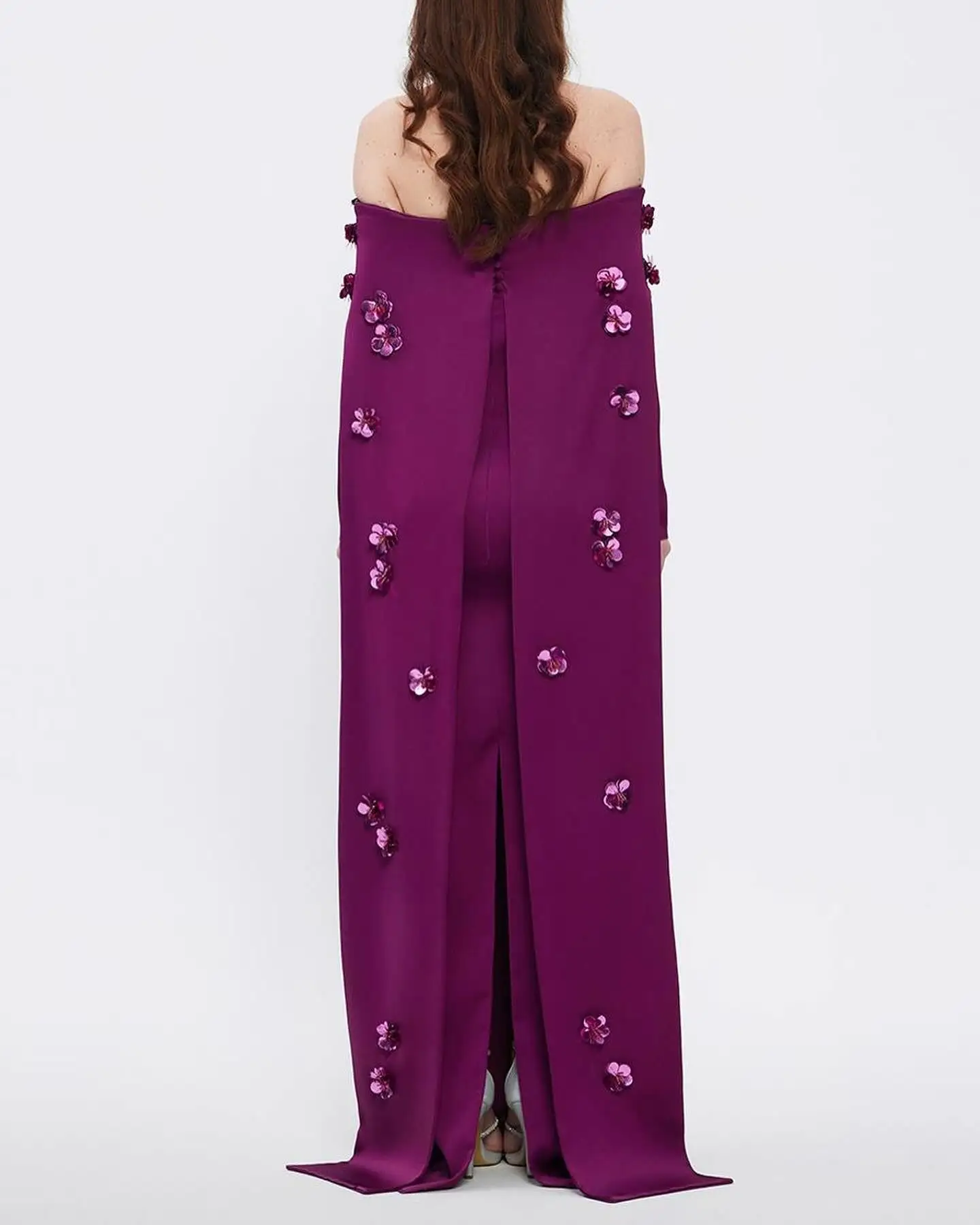 Adeli Elegant Purple Prom Gown Women Off Shoulder 3D Flowers customized Evening Dress Floor Length Special Occasion Gowns 2025 image 2