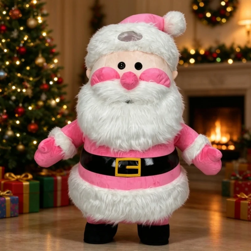 Pink Santa Claus Inflatable Mascot Costume Adult Full Body Plush Suit Christmas Cosplay for Party Event