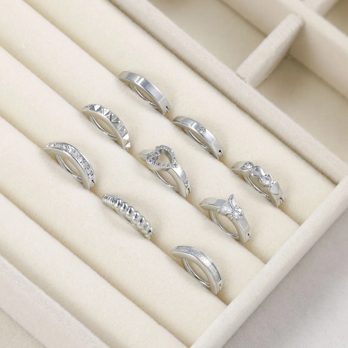 2PCS Surgical Steel Clicker Belly Button Ring for Women CZ Heart Butterfly Simple Reverse Navel Rings Body Piercing Jewelry