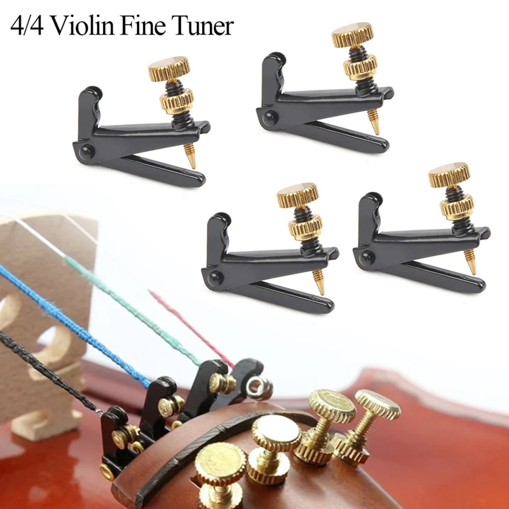 Metal Violin Fine Tuner, 4 Pcs Pack, for 3/4 4/4 Violin, Anti Rust, Special and Good Looking Design, Smooth Screw Precision