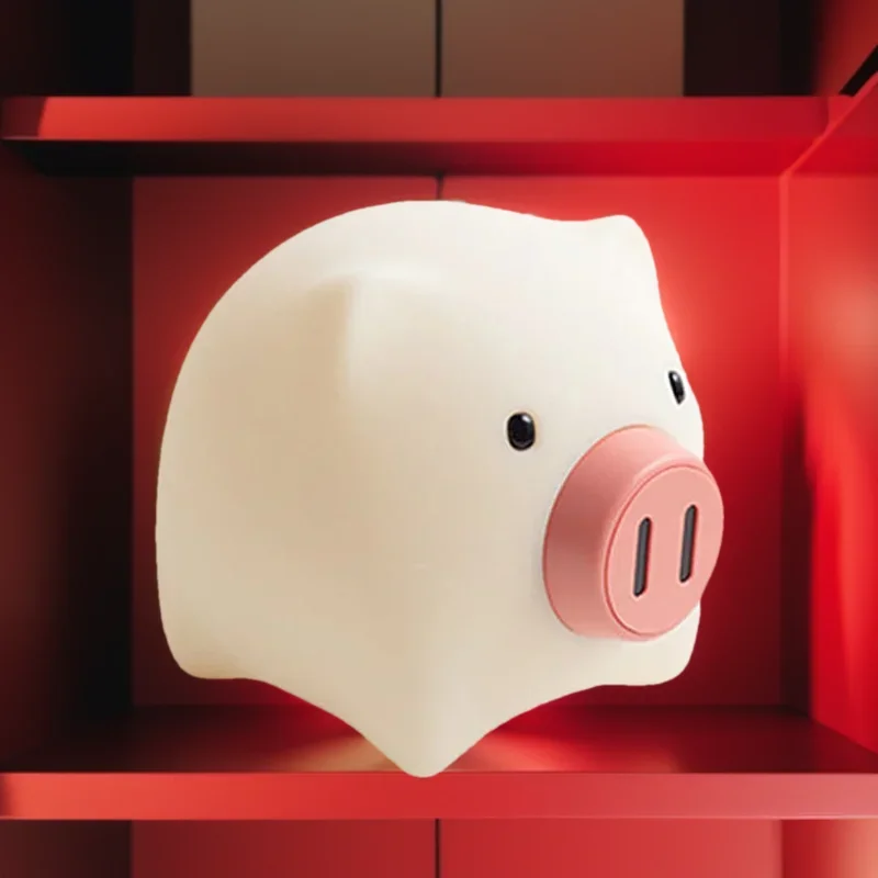 

LED NightLight Cute Cartoon Pig Silicone Lamp Warm Lights for Kids Bedroom Bedside Decoration Holiday Gift