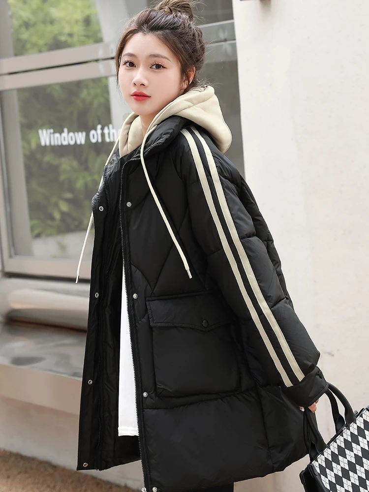 

Women Winter Down Padded Jacket2023 New Coat Warm Thick HoodedParkas Cotton Coat Korean Loose Female Outerwear Jackets