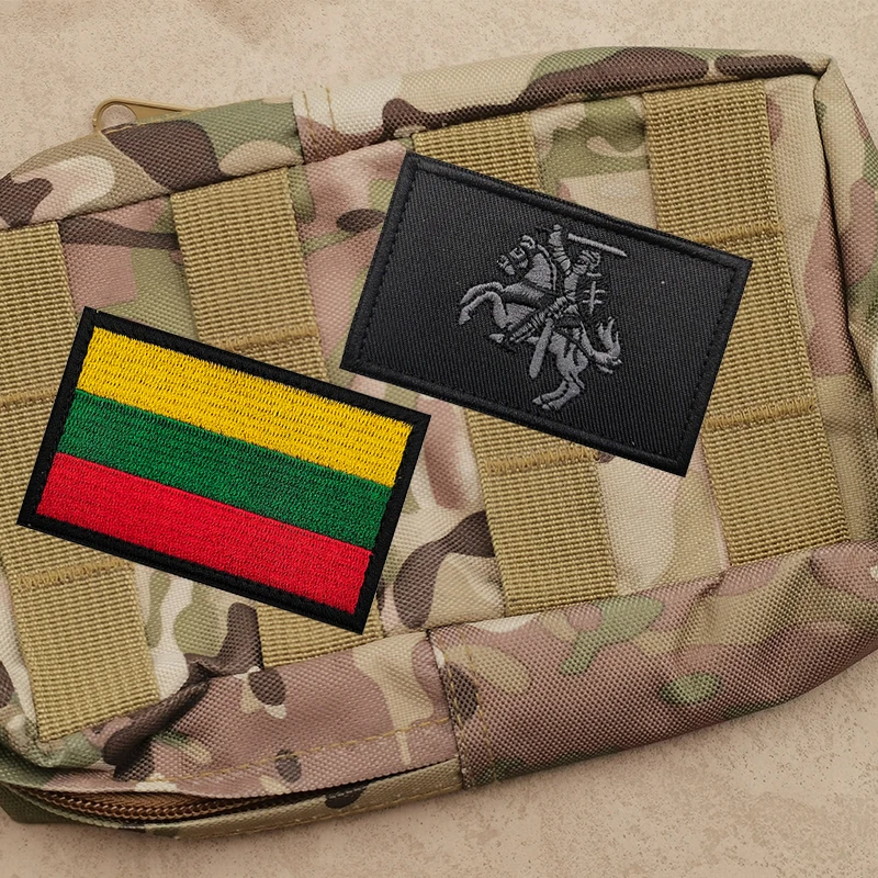 Lithuania Flag Reflective Embroidered Fabric Patch Lithuanian Crusader Knights Tactical Emblem Armband For Clothing Backpack