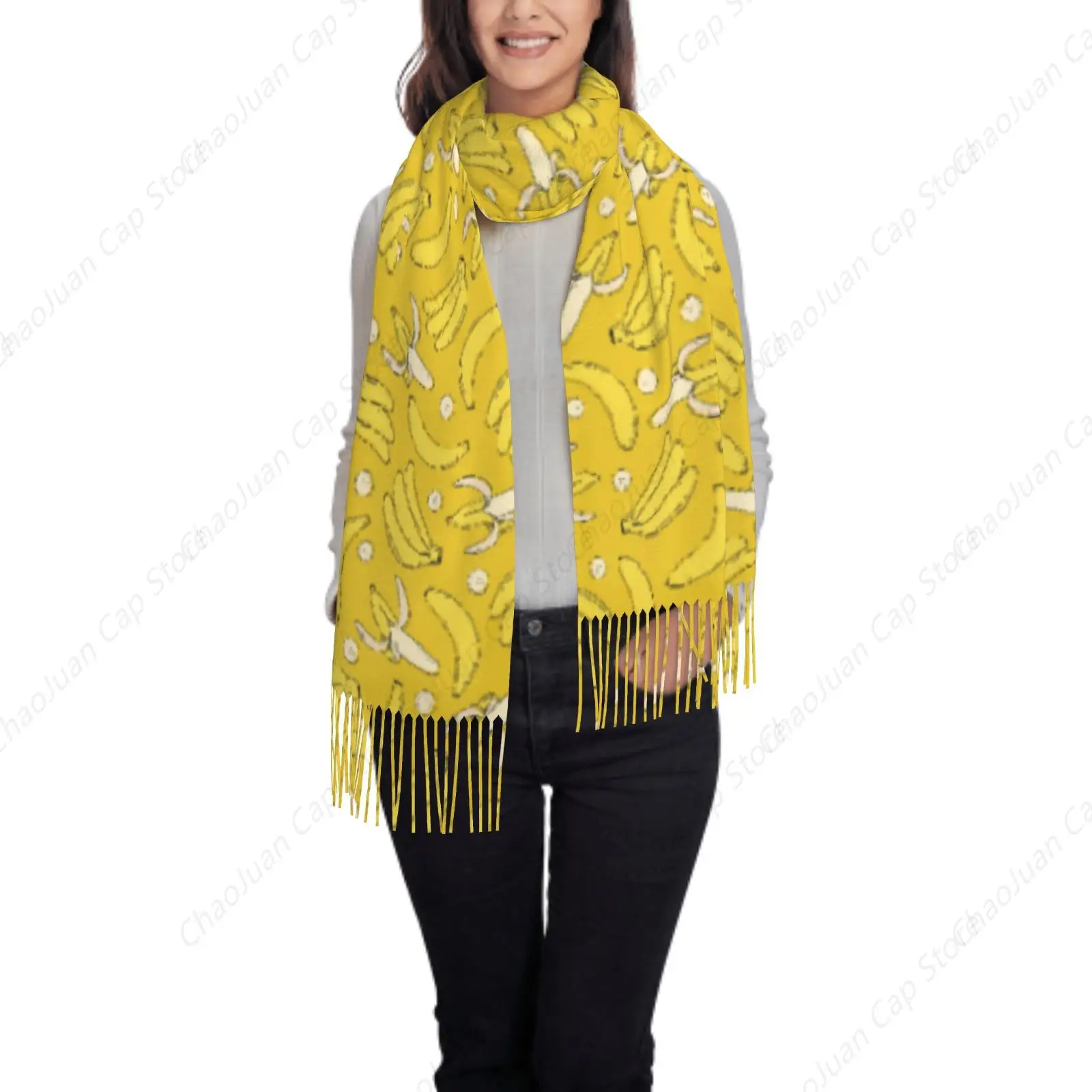 

Lively Banana Pattern Print Cashmere Feel Winter Scarf Fashion Soft Warm Women Blanket Shawl Wrap