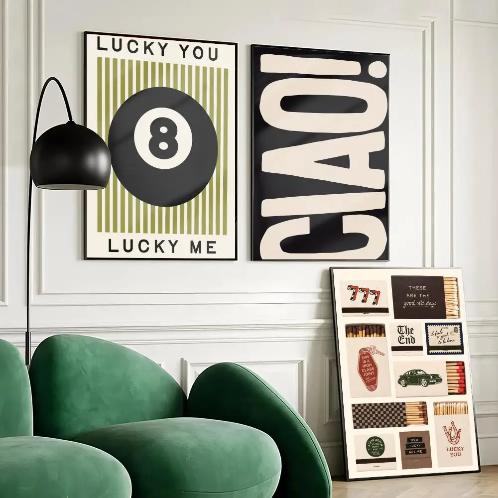 Lucky Eight Ball Matchbox Ciao Poster Wall Art Poster Sticker For Living Room Bar Bedroom Home Decoration