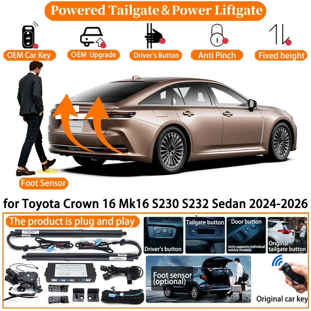 Car Smart Powered Tailgate system for Toyota Crown 16 Mk16 S230 S232 Sedan 2024 2025 2026 Automatic Electric Power Tailgate kit