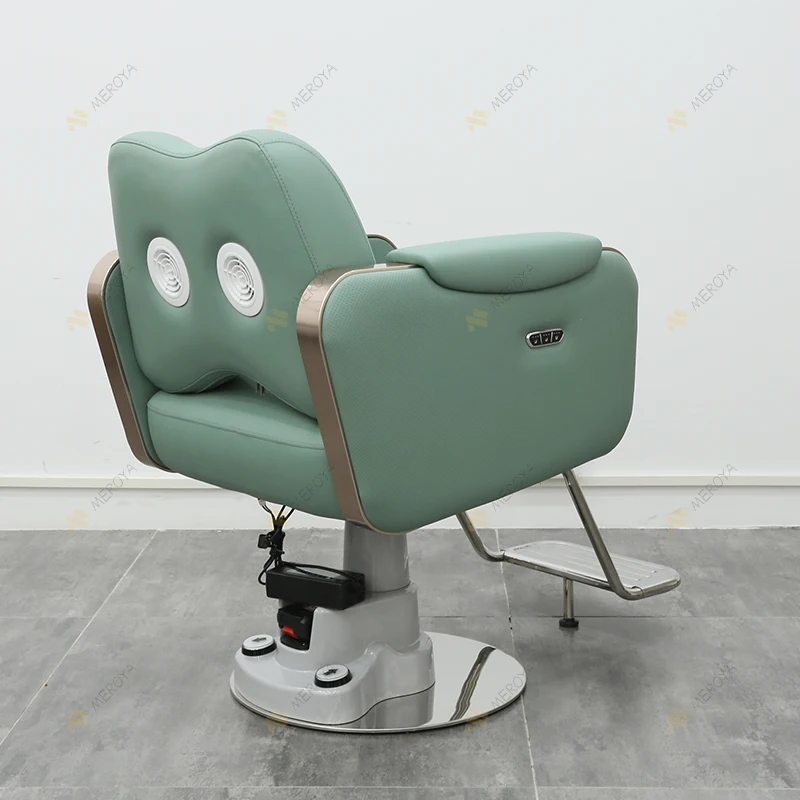 Modern Multifunction Beauty Salon Furniture Hairdressing Chair Luxury Round Base Electric Lifting Barber Chair with Ventilation