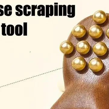 Wooden Nose Guasha Massage Tool Brass Bead Handheld Comb Antistatic For Face Nose Eye Relaxation Spot Meridians Acupoint
