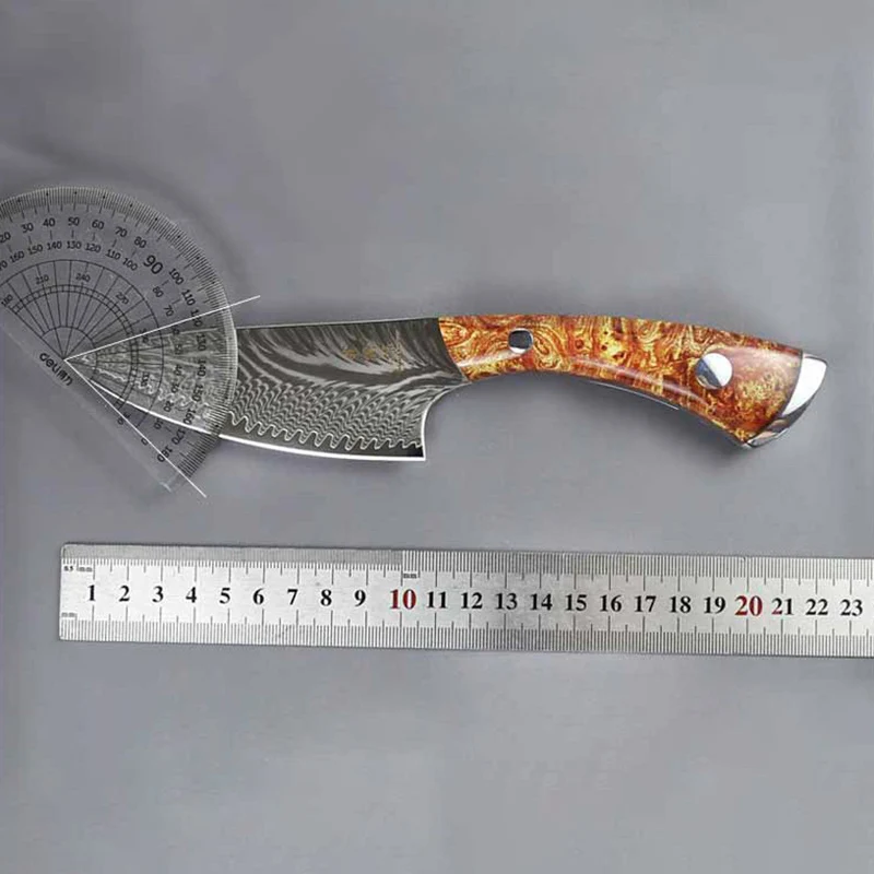 4.3 Inch Utility Knife With Wood Cover Acrylic Handle 67 Layers Damascus Steel VG10 Blade Cleaver Slicing Barbecue Kitchen Knife