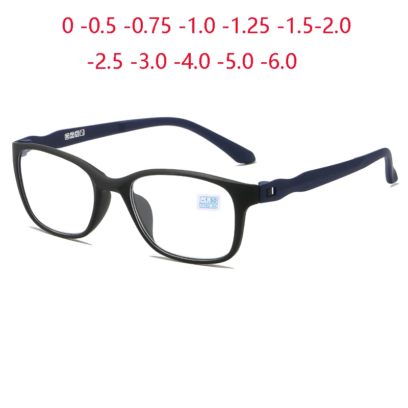 Black Red Frame Student Finished Myopia Glasses Women Men TR90 No Screws Short-sight Glasses With Prescription 0 -0.5 -1.0 To -6