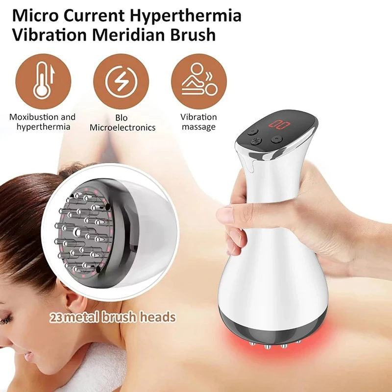 

NEW Electric Meridian Brush Gua Sha Body Massager EMS Microcurrent Hot Compress Scraping Lymphatic Drainage Machine Fat Burner