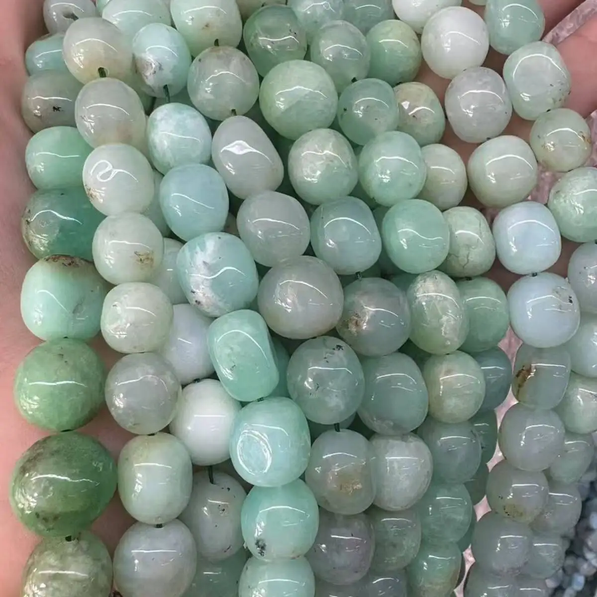 

100% Natural Stone Beads Australia Chrysoprase Jade Oval Irregular Gravel Beads 10-12mm For Bracelet Jewelry Making 37cm