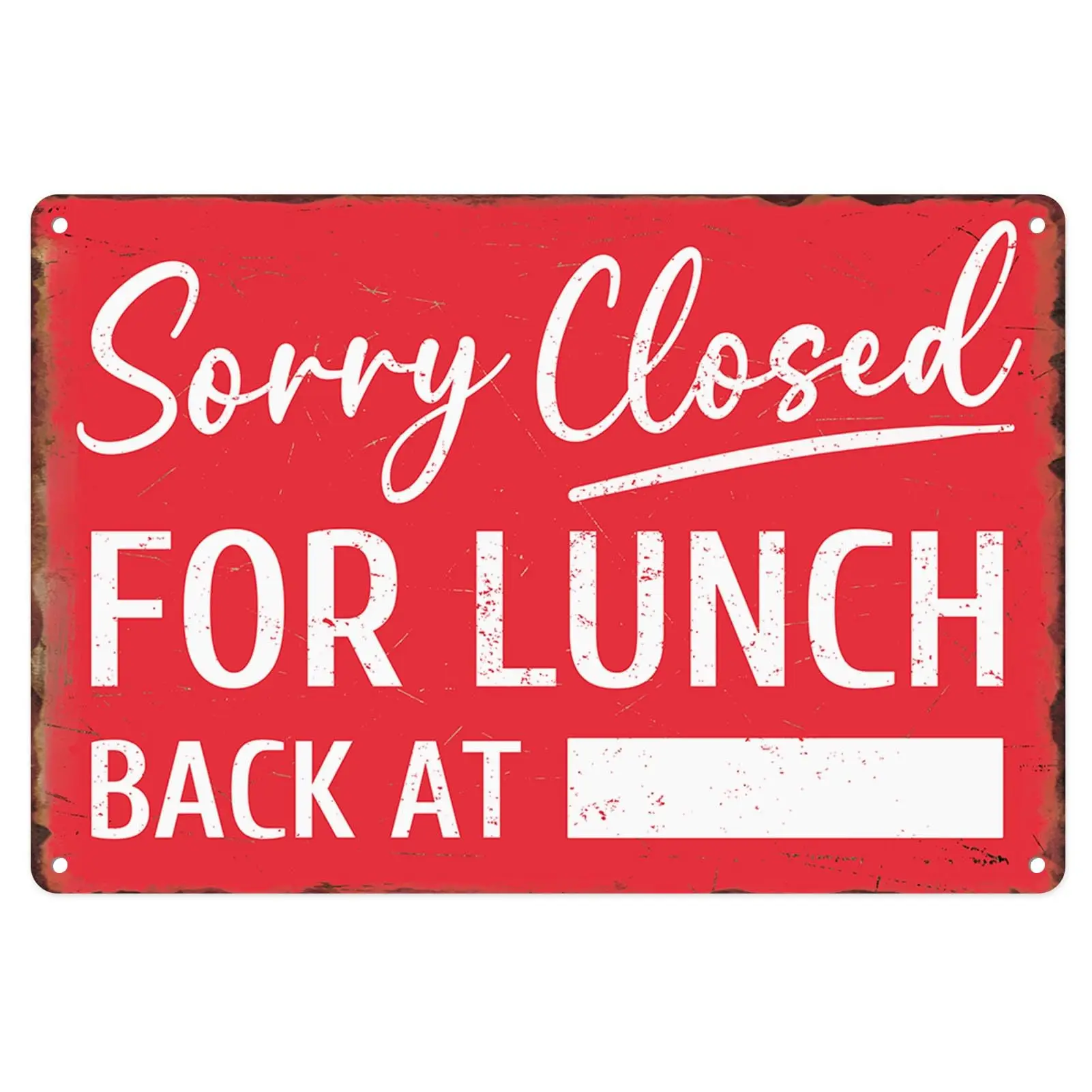 Sanwarm Metal Sign 8X12 Inch, Sorry Closed for Lunch Back At Notice Gone To Lunch Vintage Tin Sign Wall Art Decor for Store sign