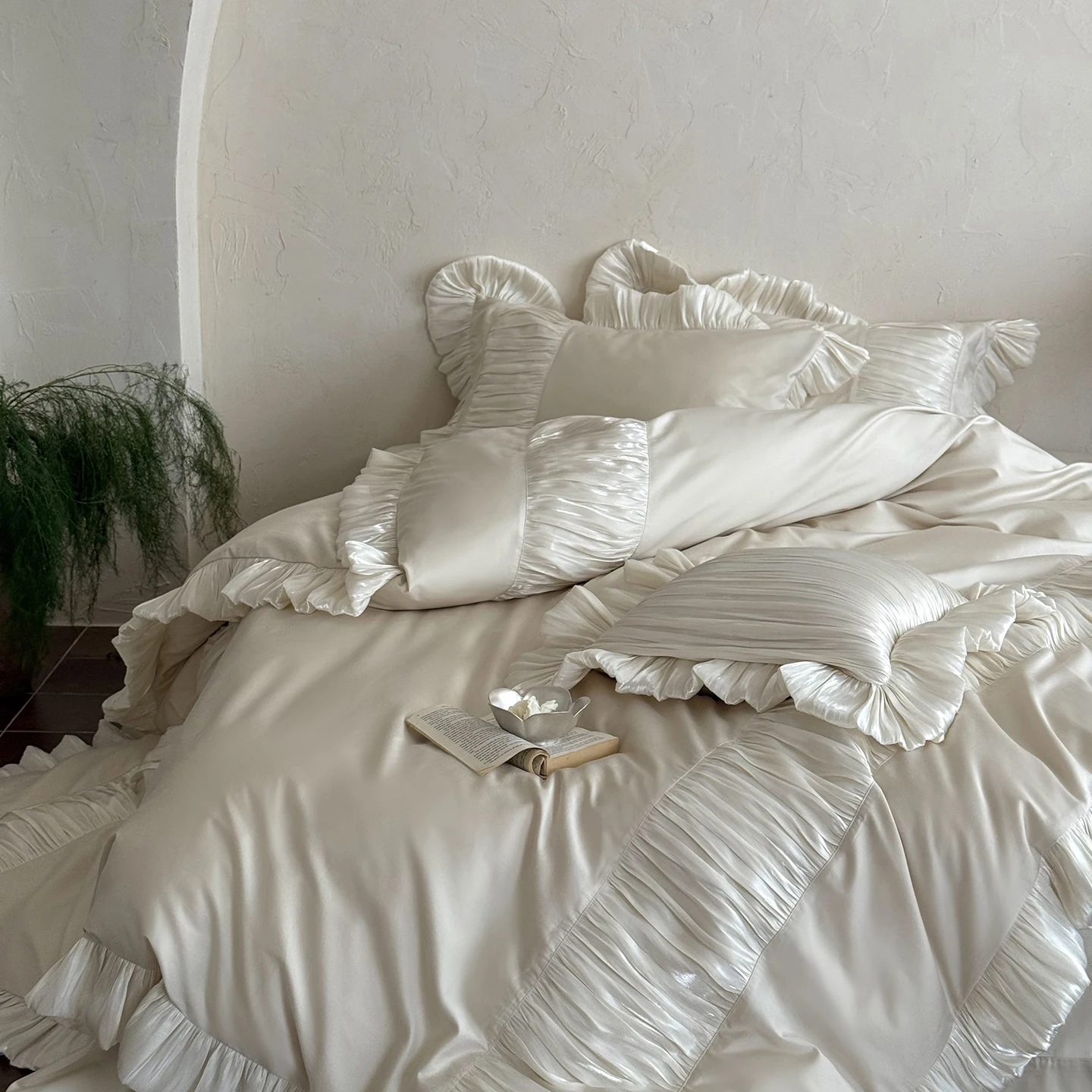 Svetanya Satin Egyptian Cotton Bedding Sets Bed Linens Pillowcase Sheet Duvet Cover Underwear