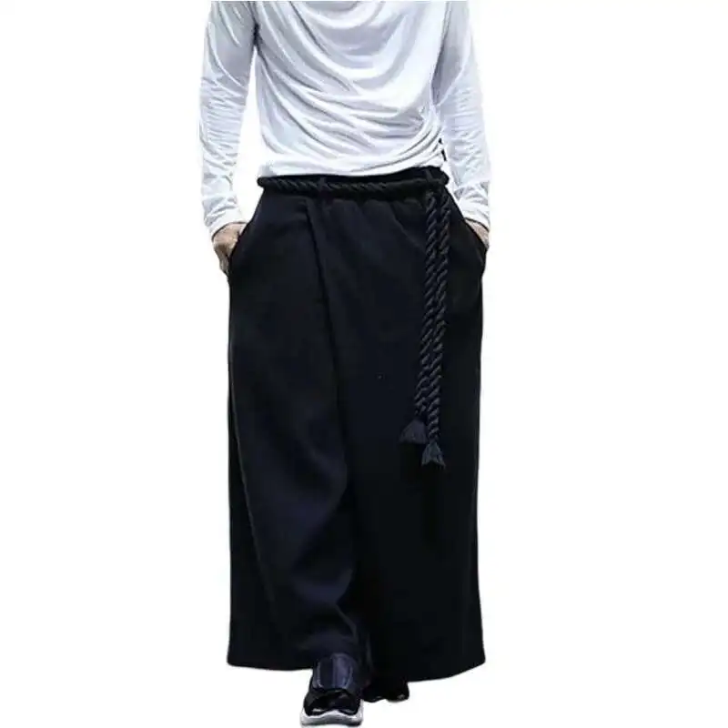 Loose Leg Skirt New Cotton Wide Long Trend En Men's Pants Versatile Large Hip Hop Personalized Stage Dress