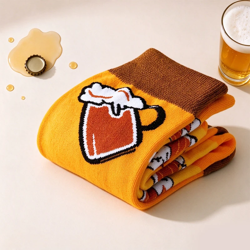 Different AB beer socks with neutral interesting, novel realistic patterns, creative design, full of atmosphere surprising gifts