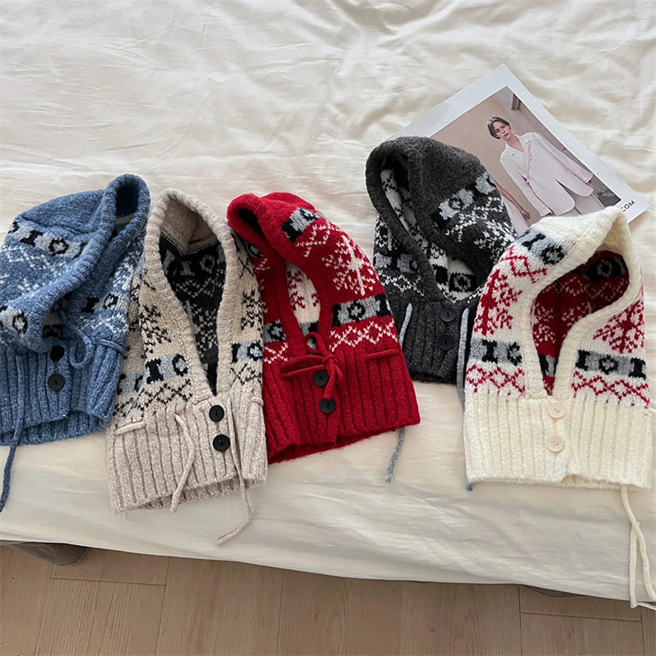 الشتاء الاطفال وشاح قطعة واحدة قبعة موضة الأطفال محبوك قبعات حماية الأذن الدافئة بالاكلافا القبعات 4-10 سنة الطفل مقنعين قبعة