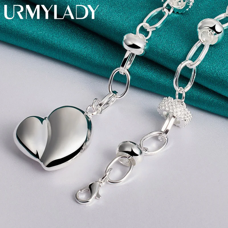 URMYLADY 925 Sterling Silver Heart Pendant Necklace For Women Wedding Party Fashion Charm Jewelry