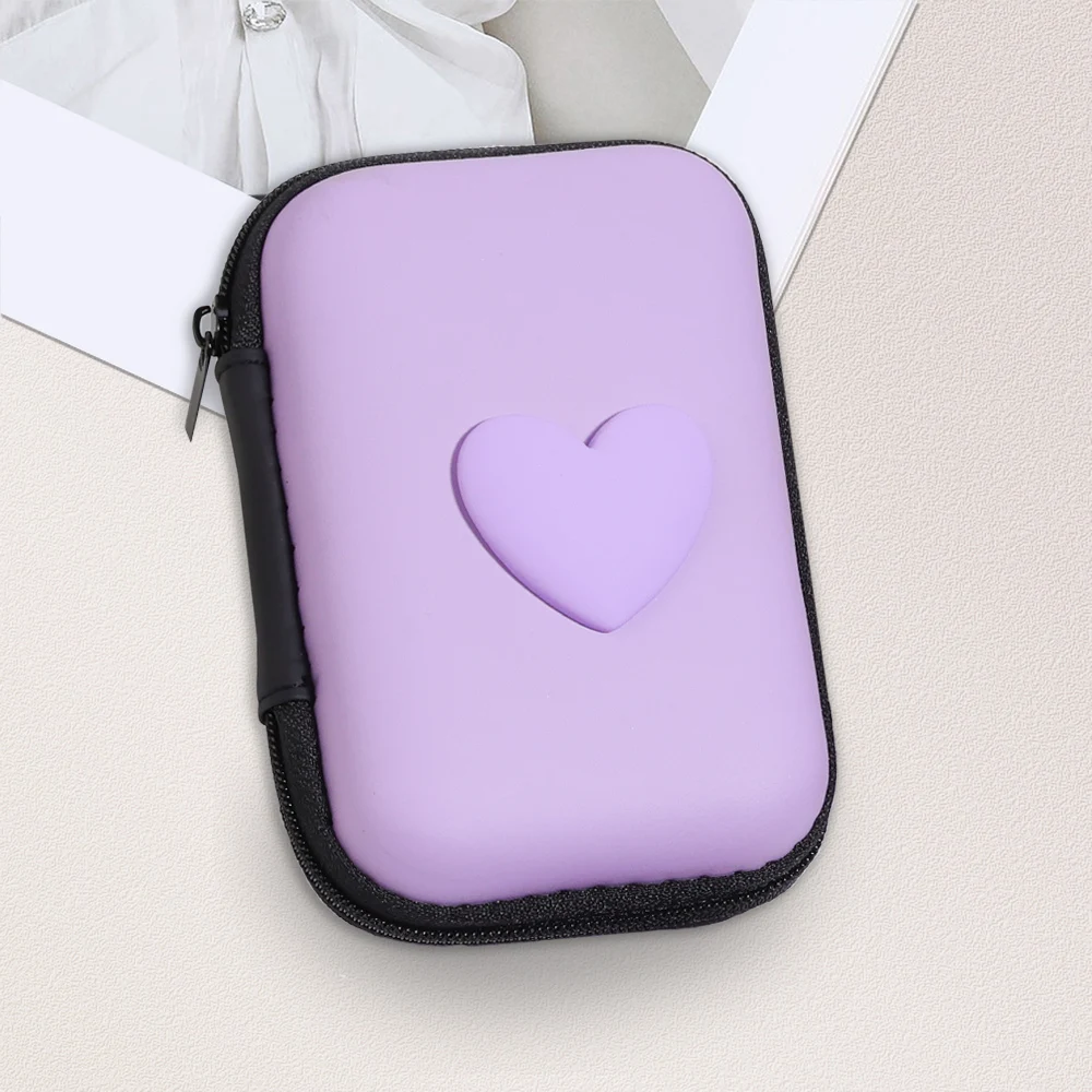 3D Love Heart Travel Zipper Bag Storage Bag Charging Case for Earphone Package Organizer Electronics Sundries Storage Mini Bag