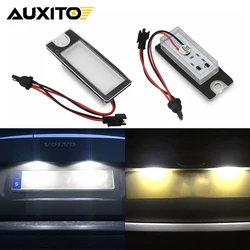AUXITO 2Pcs White OEM-Fit Full LED License Plate Light For Volvo XC70 S60 2001-2006 S80 1999-2006 XC90 Car-Styling Number Lamp