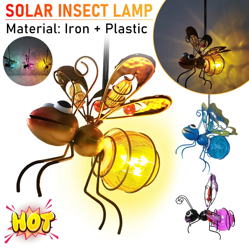 

Solar Powered Outdoor Insect Lamp Hanging Flying Insects Lamp Garden Bug Light Ornament for Backyard Balcony Porch