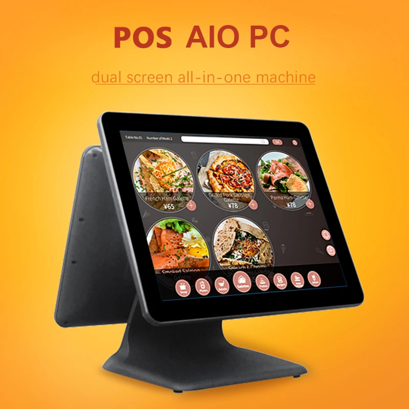 Dual Screen All In One POS System 15 inch Touch Screen Monitor POS Terminal Machine Windows 10