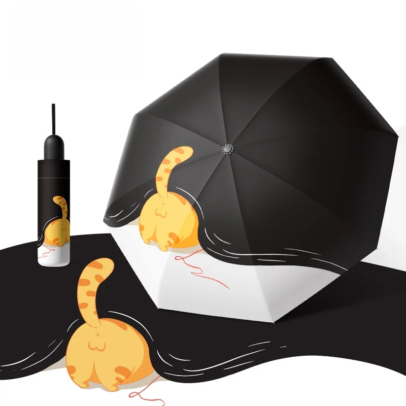 Hiding Pandas Manual Umbrella UPF 50+ Sun & Rain Proof,8 Ribs Windproof Compact Folding Umbrella Cute Gift for Women Girls