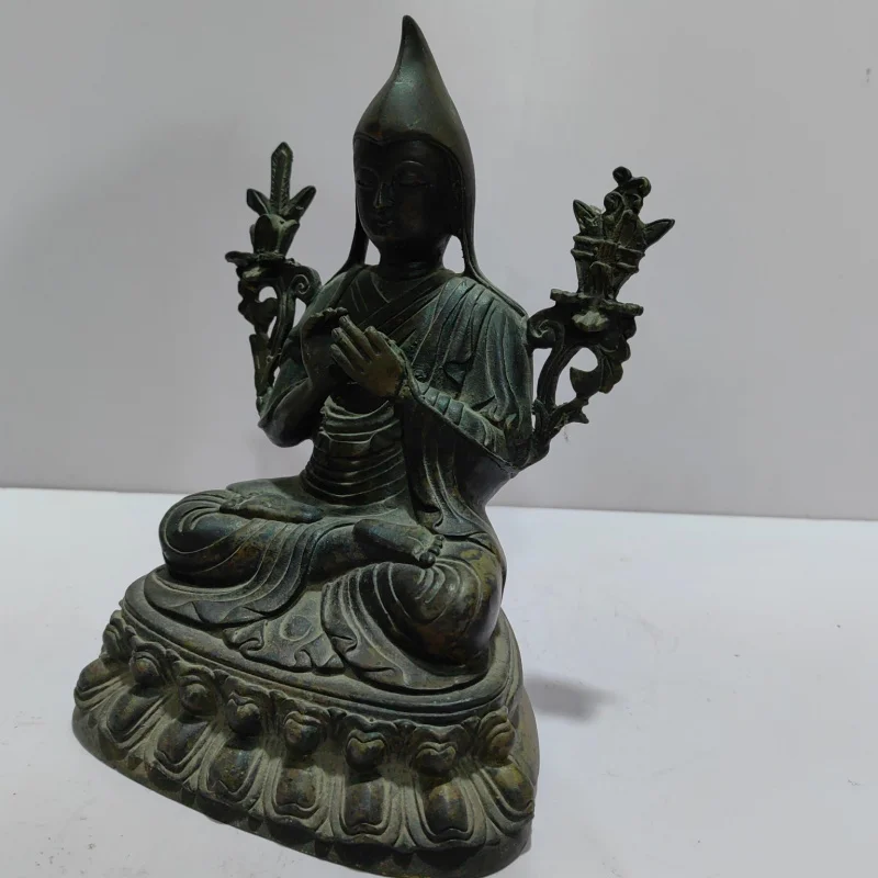 Antique Bronze Backlight Buddha Ornaments Tibet Tantra Copper Buddha Statue Buddhist Hall Worship Ornament Decoration Crafts