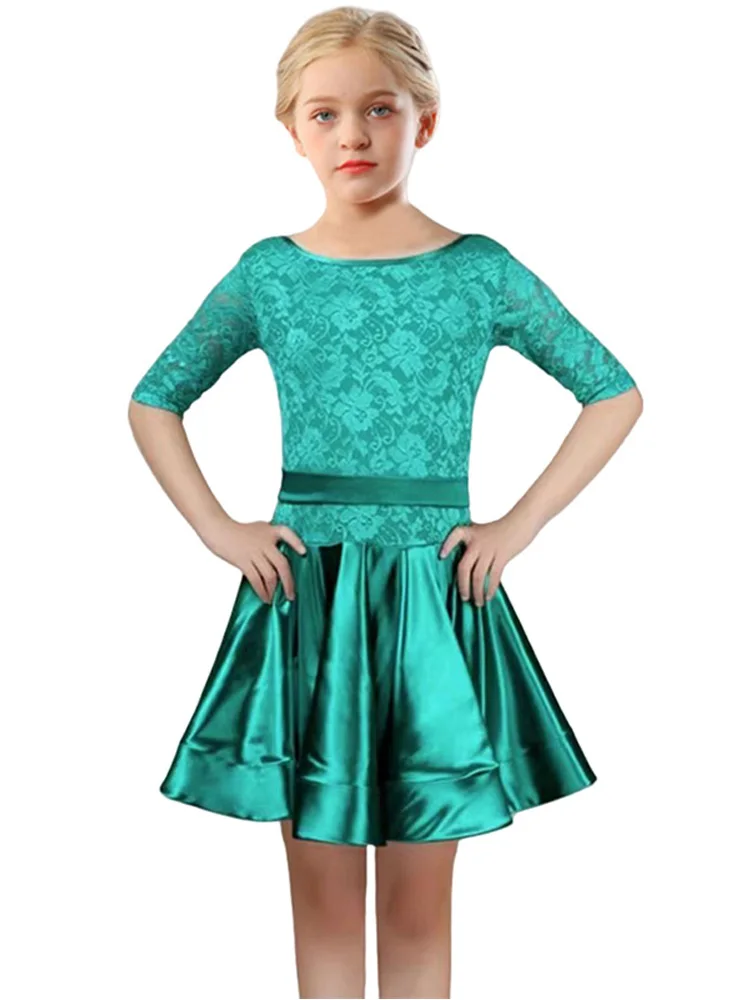 Kids Latin Dance Dress Lace Latin Dress For Girls Dance Clothes Rumba Ballroom Dance Competition Clothing for kids